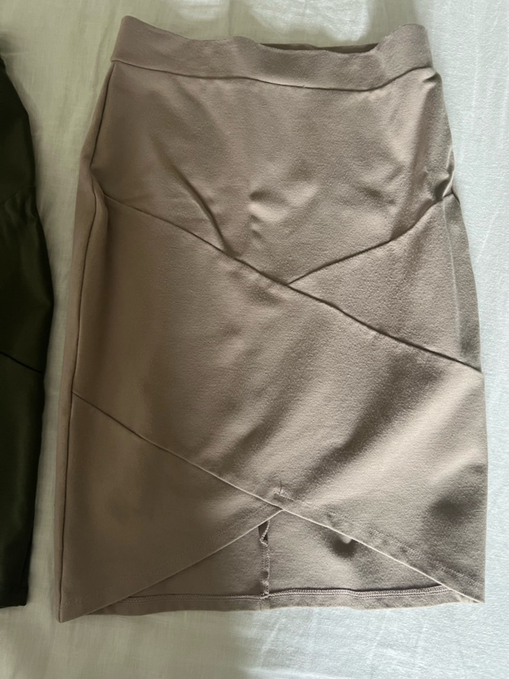 Charlotte Russe Taupe Asymmetric Wrap Pencil Skirt